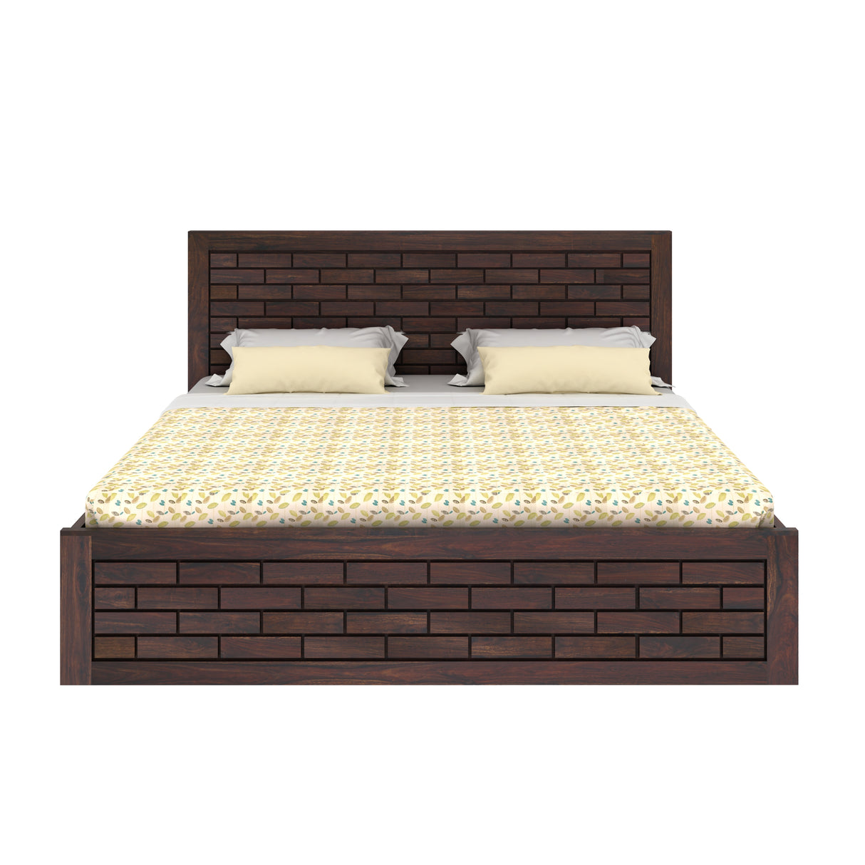 Italian Solid Sheesham Wood Bed with Hydraulic Box Storage FULL Headboard - 3 Years Warranty
