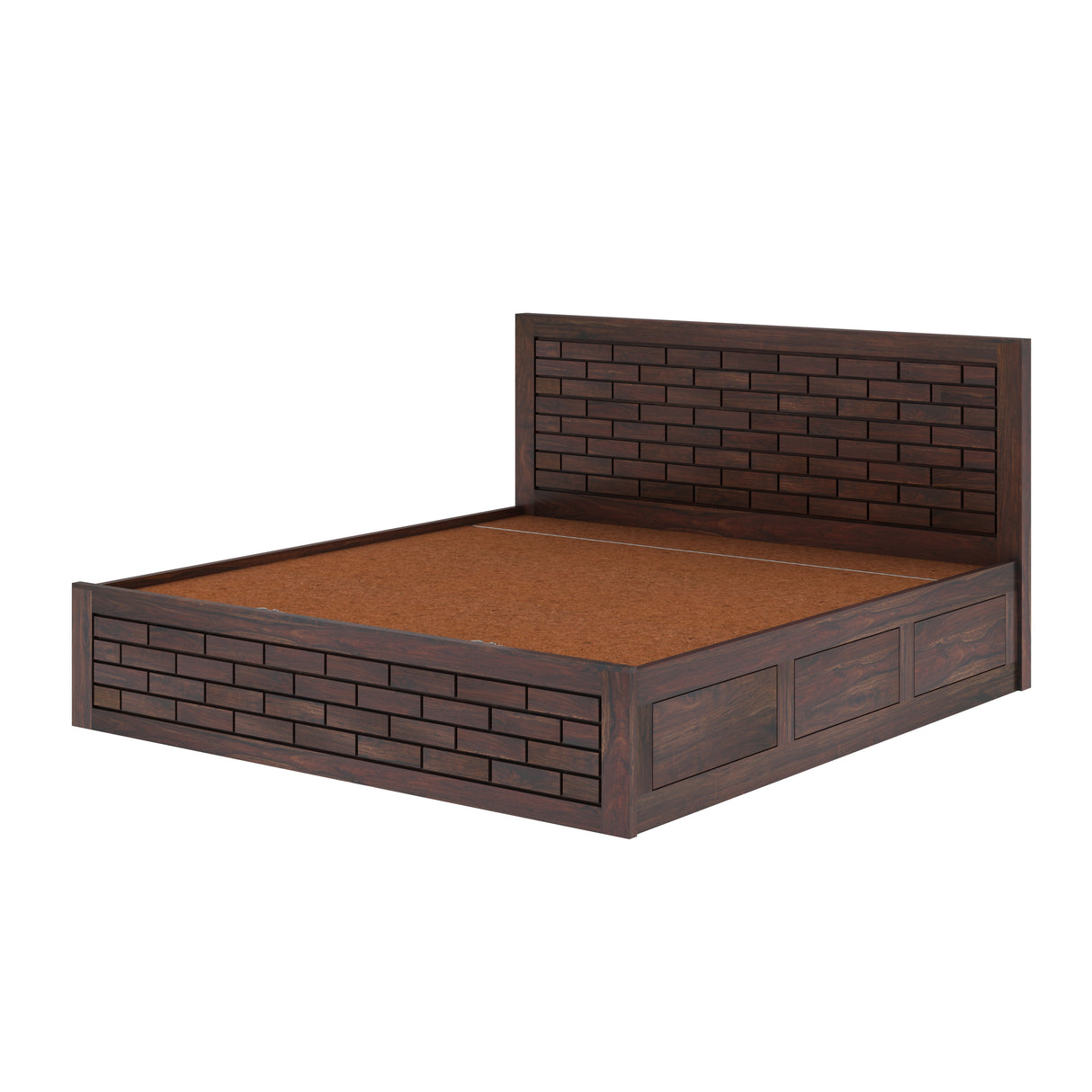 Italian Solid Sheesham Wood Bed with Hydraulic Box Storage FULL Headboard - 3 Years Warranty