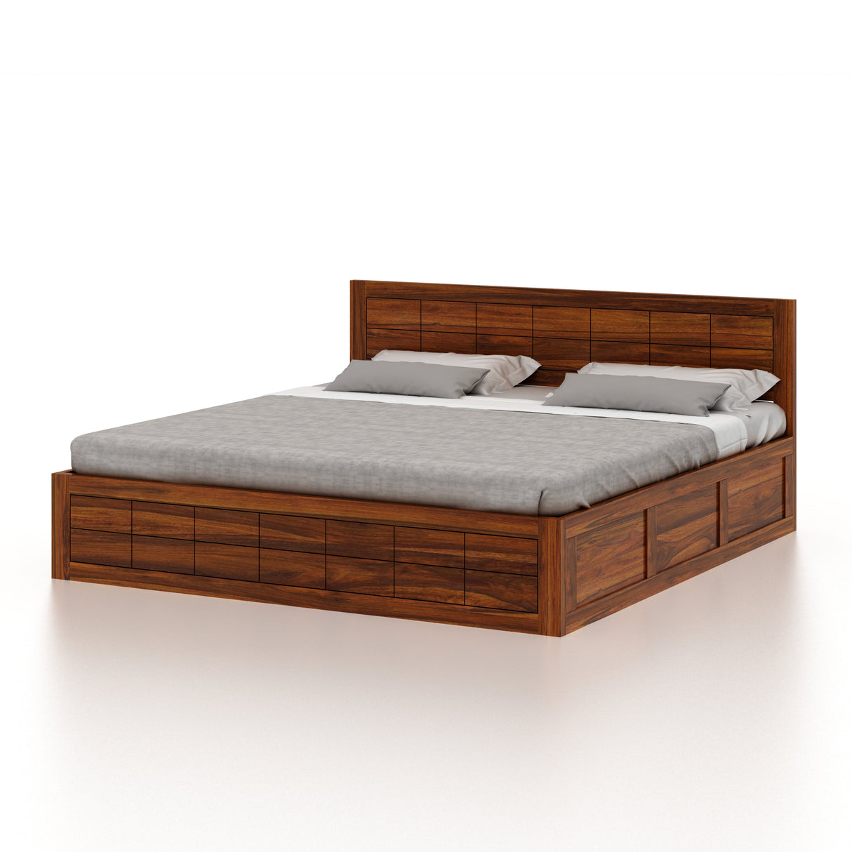 SKYLER Solid Sheesham Wood Box Storage Bed - 3 years Warranty