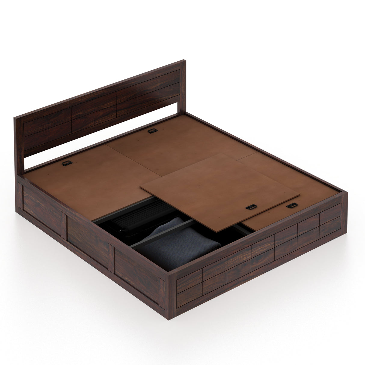 SKYLER Solid Sheesham Wood Box Storage Bed - 3 years Warranty