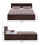 SKYLER Solid Sheesham Wood Hydraulic Storage Bed - 3 years Warranty