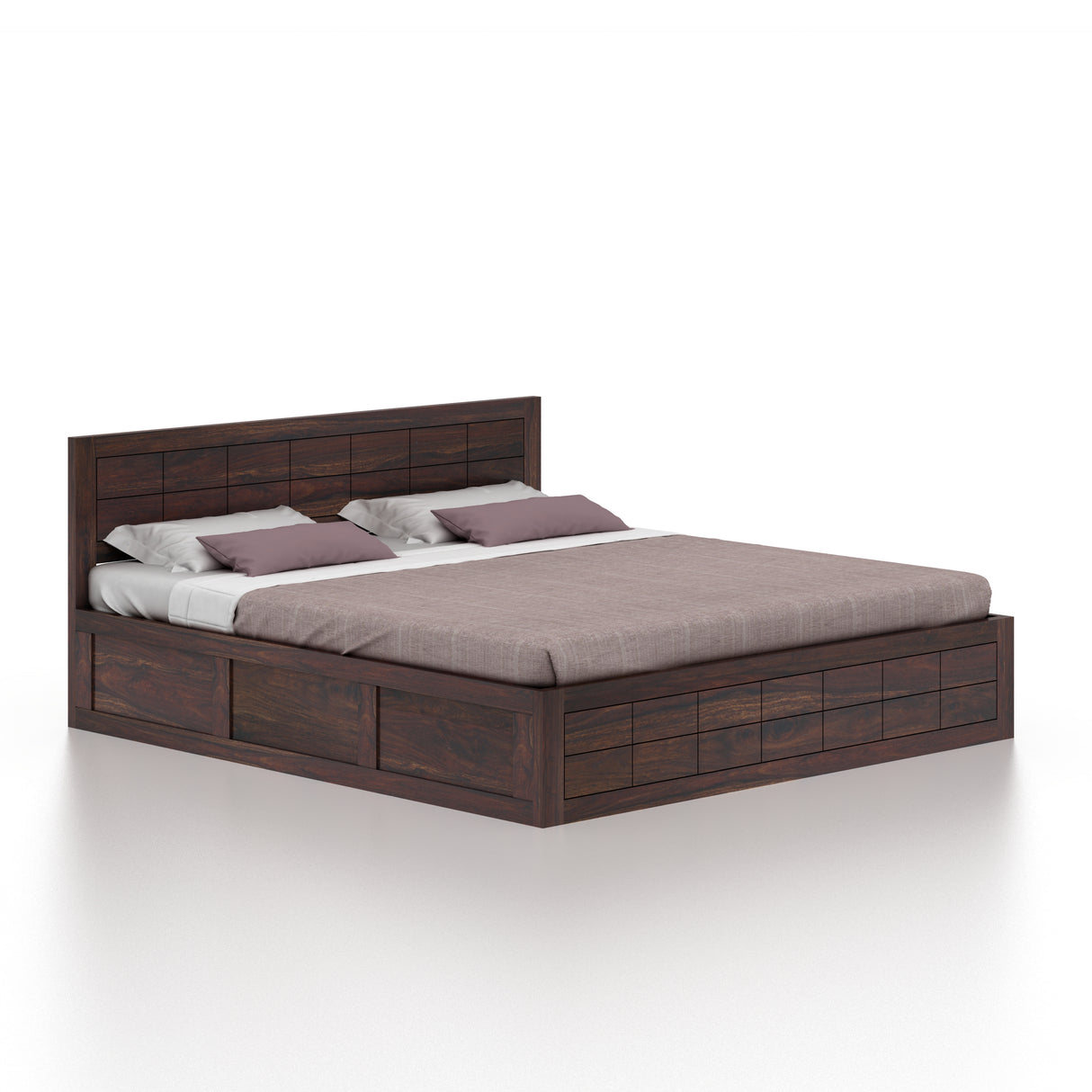 SKYLER Solid Sheesham Wood Box Storage Bed - 3 years Warranty
