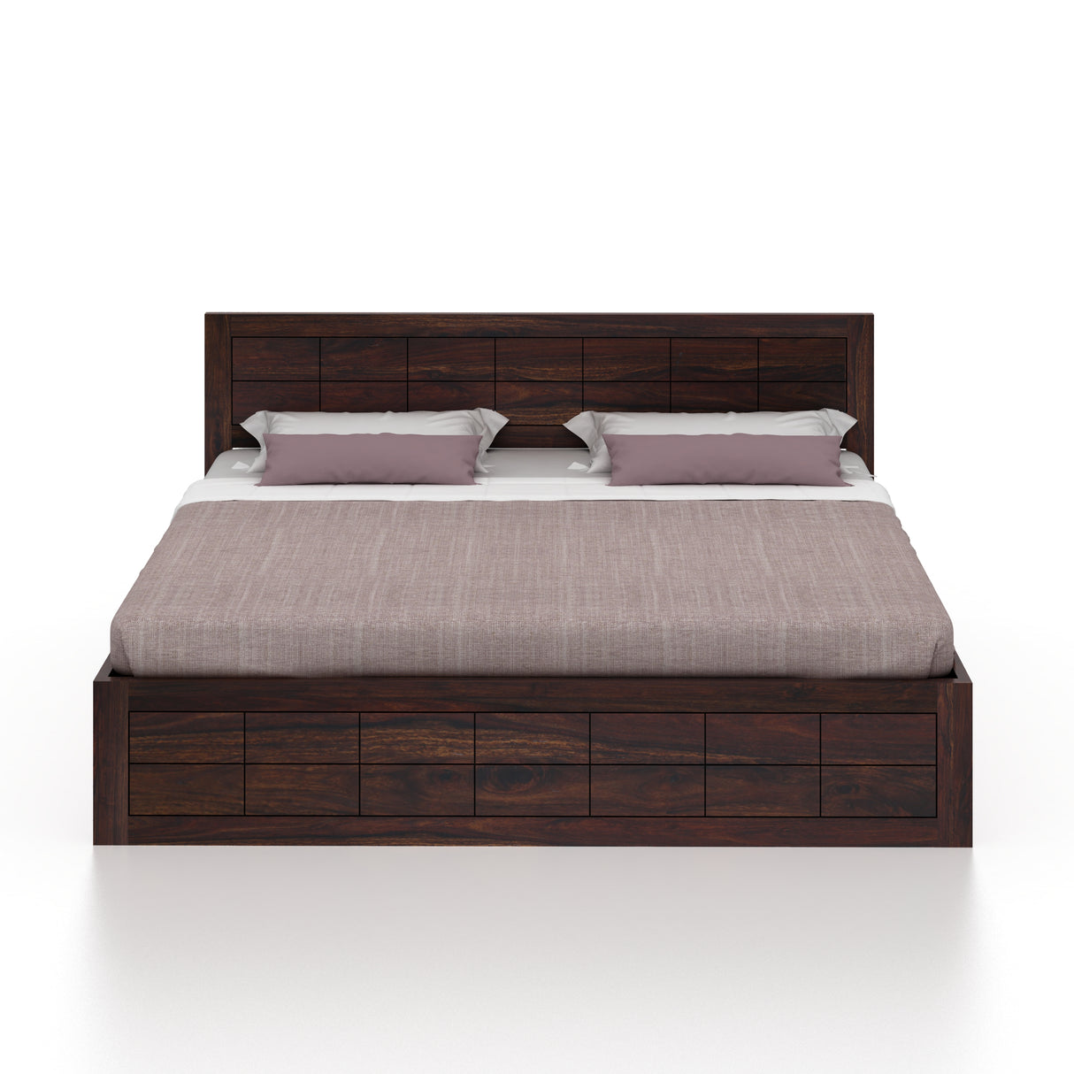 SKYLER Solid Sheesham Wood Box Storage Bed - 3 years Warranty