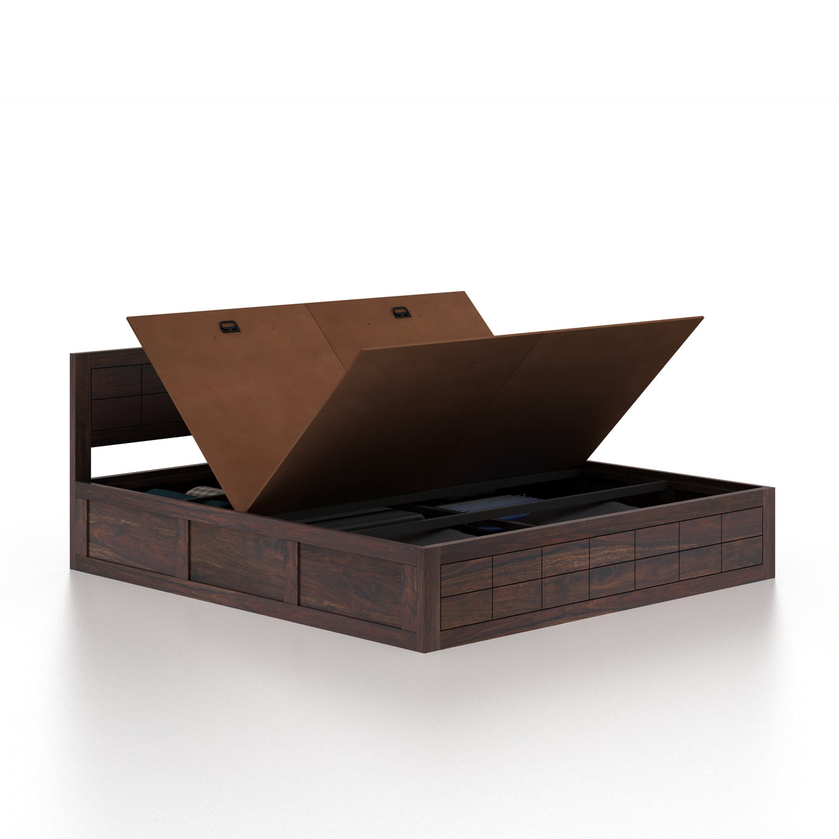 SKYLER Solid Sheesham Wood Box Storage Bed - 3 years Warranty
