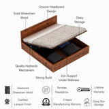 SKYLER Solid Sheesham Wood Hydraulic Storage Bed - 3 years Warranty
