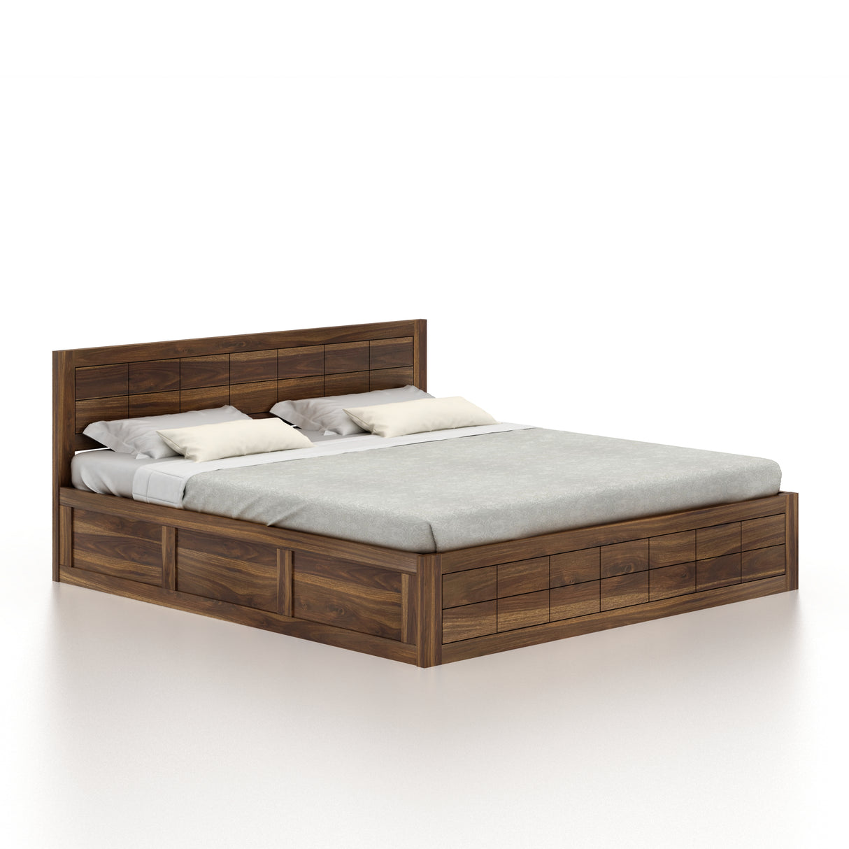 SKYLER Solid Sheesham Wood Hydraulic Storage Bed - 3 years Warranty
