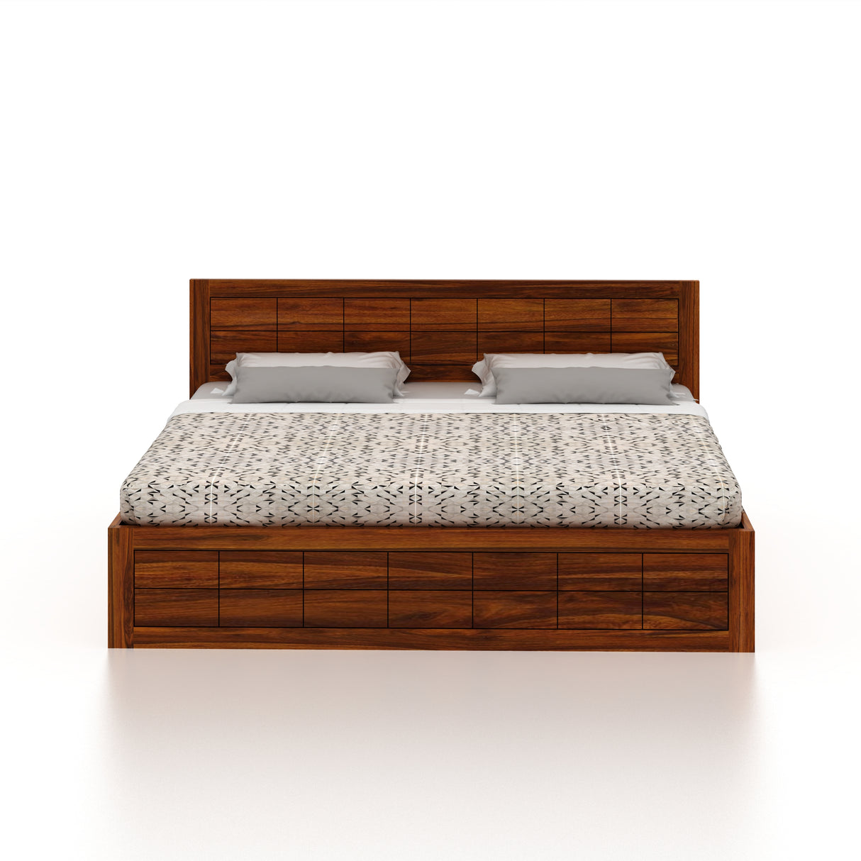 SKYLER Solid Sheesham Wood Hydraulic Storage Bed - 3 years Warranty