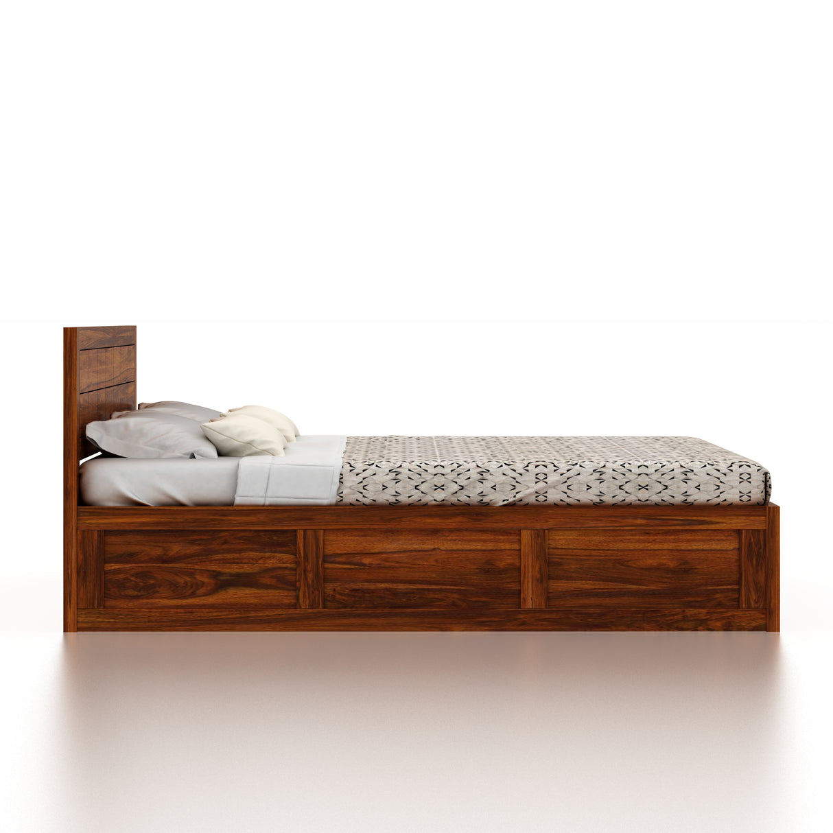 SKYLER Solid Sheesham Wood Hydraulic Storage Bed - 3 years Warranty