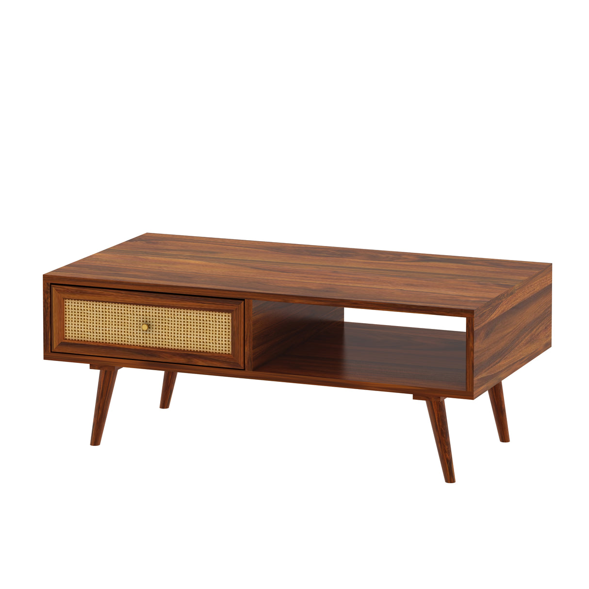 Syrus Solid Sheesham Wood Coffee Table With Drawer Storage - 3 Years Warranty