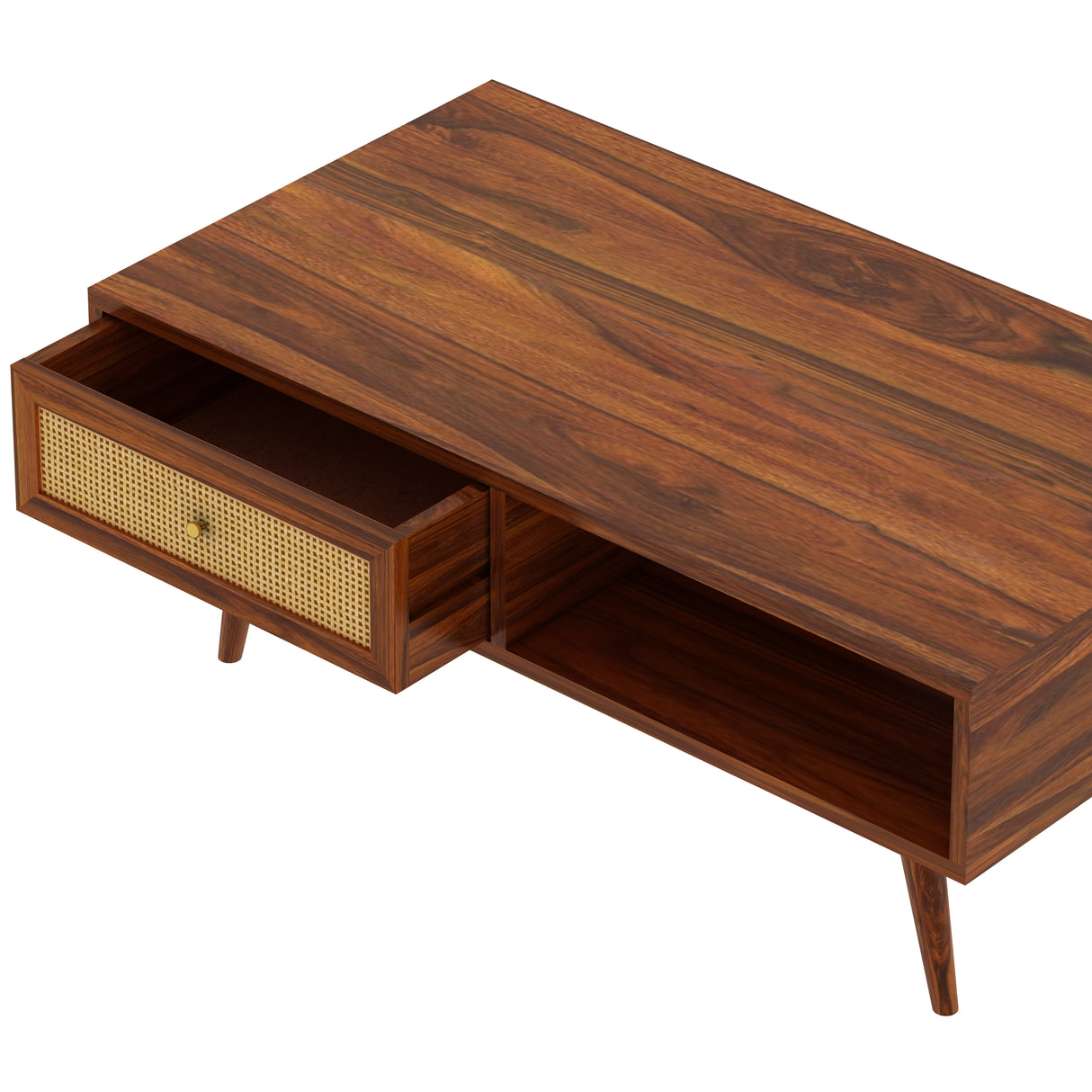 Syrus Solid Sheesham Wood Coffee Table With Drawer Storage - 3 Years Warranty