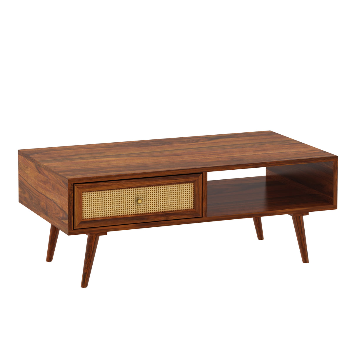 Syrus Solid Sheesham Wood Coffee Table With Drawer Storage - 3 Years Warranty