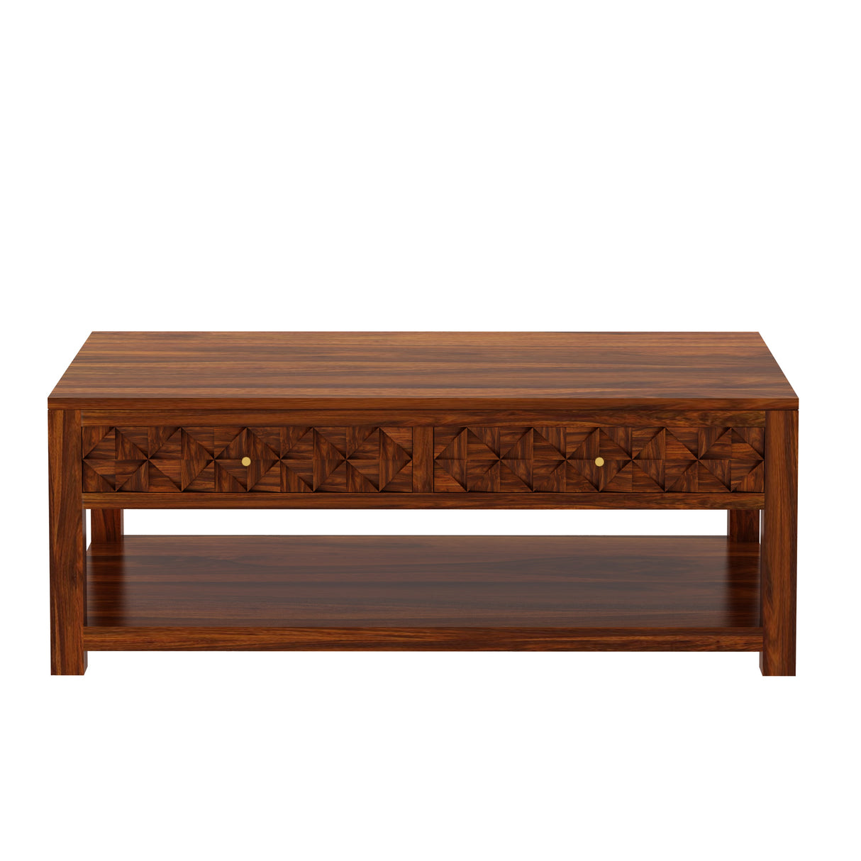 Raj Solid Wood Coffee Table With Two Drawer Storage - 3 Years Warranty