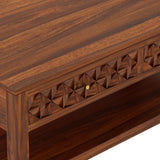 Raj Solid Wood Coffee Table With Two Drawer Storage - 3 Years Warranty