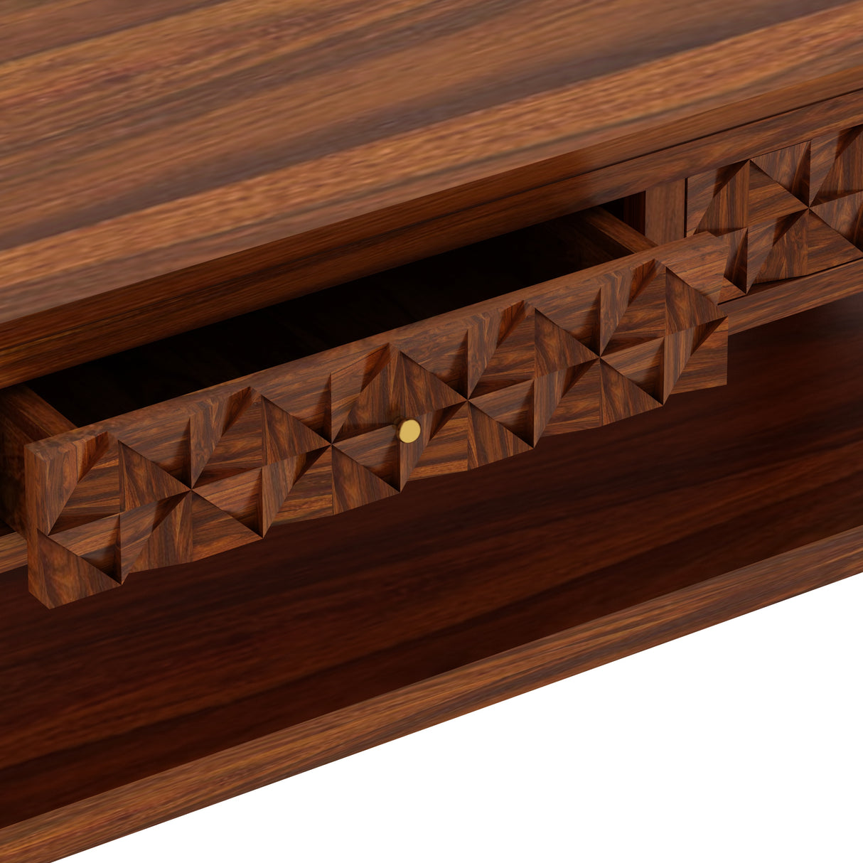 Raj Solid Wood Coffee Table With Two Drawer Storage - 3 Years Warranty