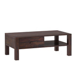 Lurid Solid Sheesham Wood Coffee Table With Drawer - 3 Years Warranty