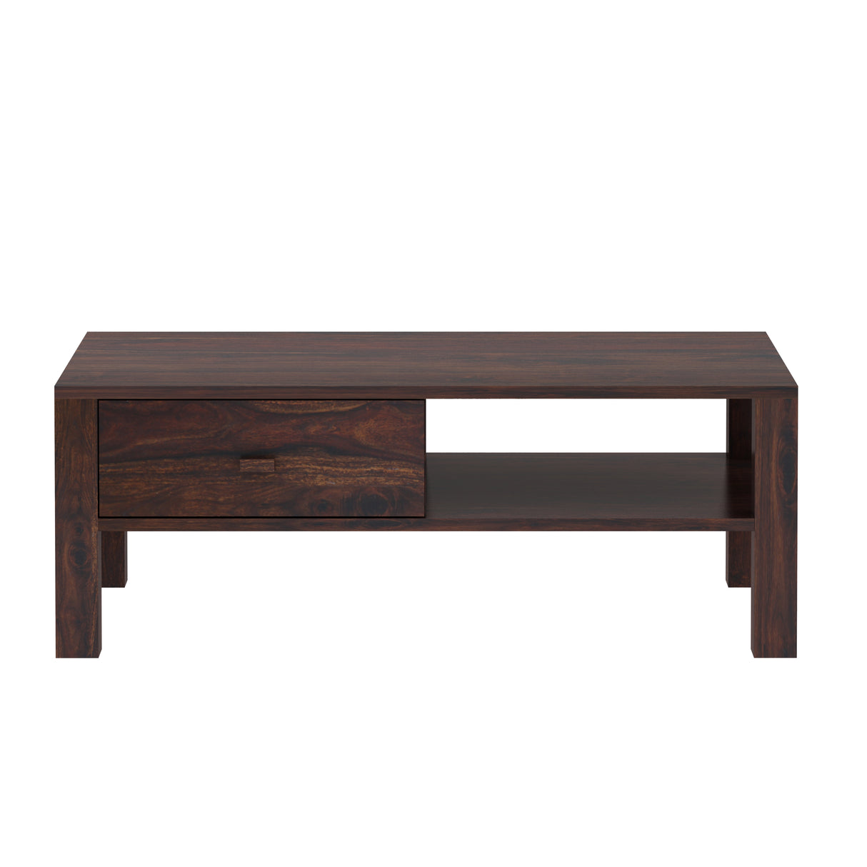 Lurid Solid Sheesham Wood Coffee Table With Drawer - 3 Years Warranty
