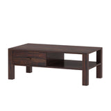Lurid Solid Sheesham Wood Coffee Table With Drawer - 3 Years Warranty