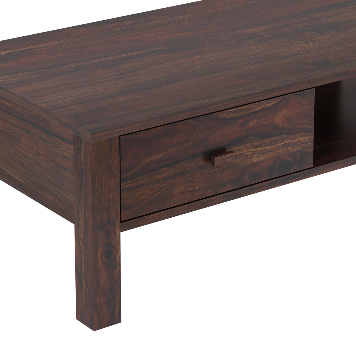 Lurid Solid Sheesham Wood Coffee Table With Drawer - 3 Years Warranty