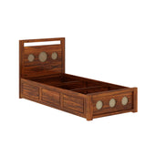 Cosmos Solid Sheesham Wood Single Size Bed With Box Storage - 3 years Warranty