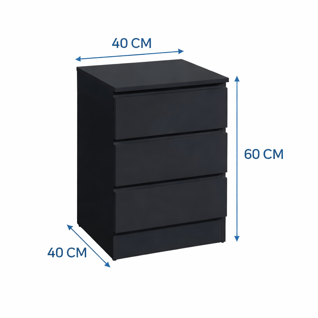 DENIEL Solid Sheesham Wood Bedside Table With 3 Drawers Storage - 3 Years Warranty (LUXE EDITION)