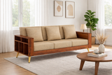 Bolt Solid Sheesham Wood 3 Seater Sofa With Side Storage - 3 Year Warranty (LUXE EDITION)
