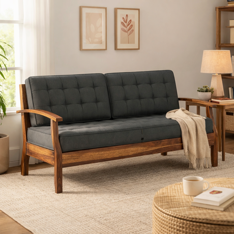 RAYON Solid Sheesham Wood 3 Seater Sofa - 3 Year Warranty (LUXE EDITION)