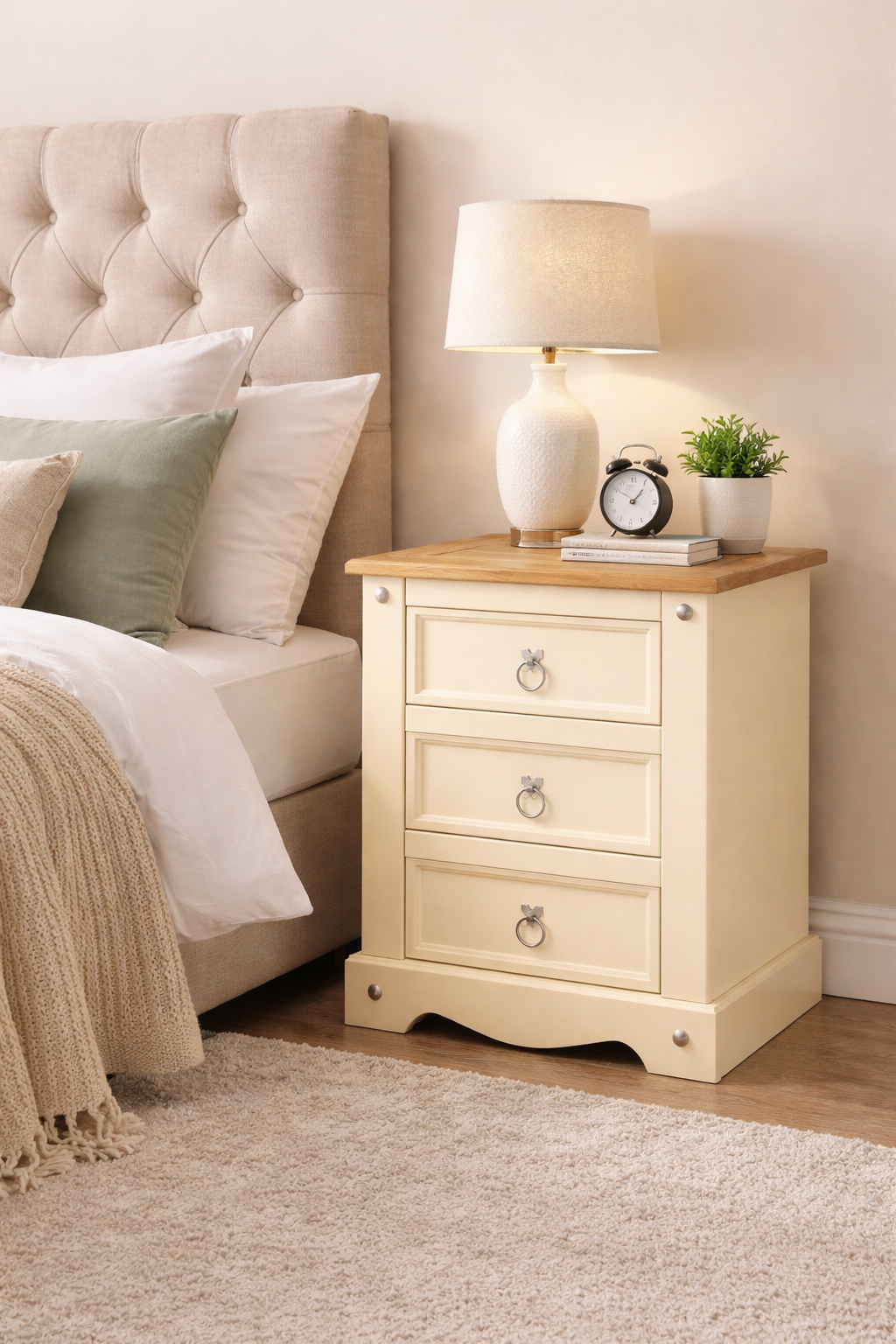 MONACO Solid Sheesham Wood Bedside Table - 3 Years Warranty (LUXE EDITION)