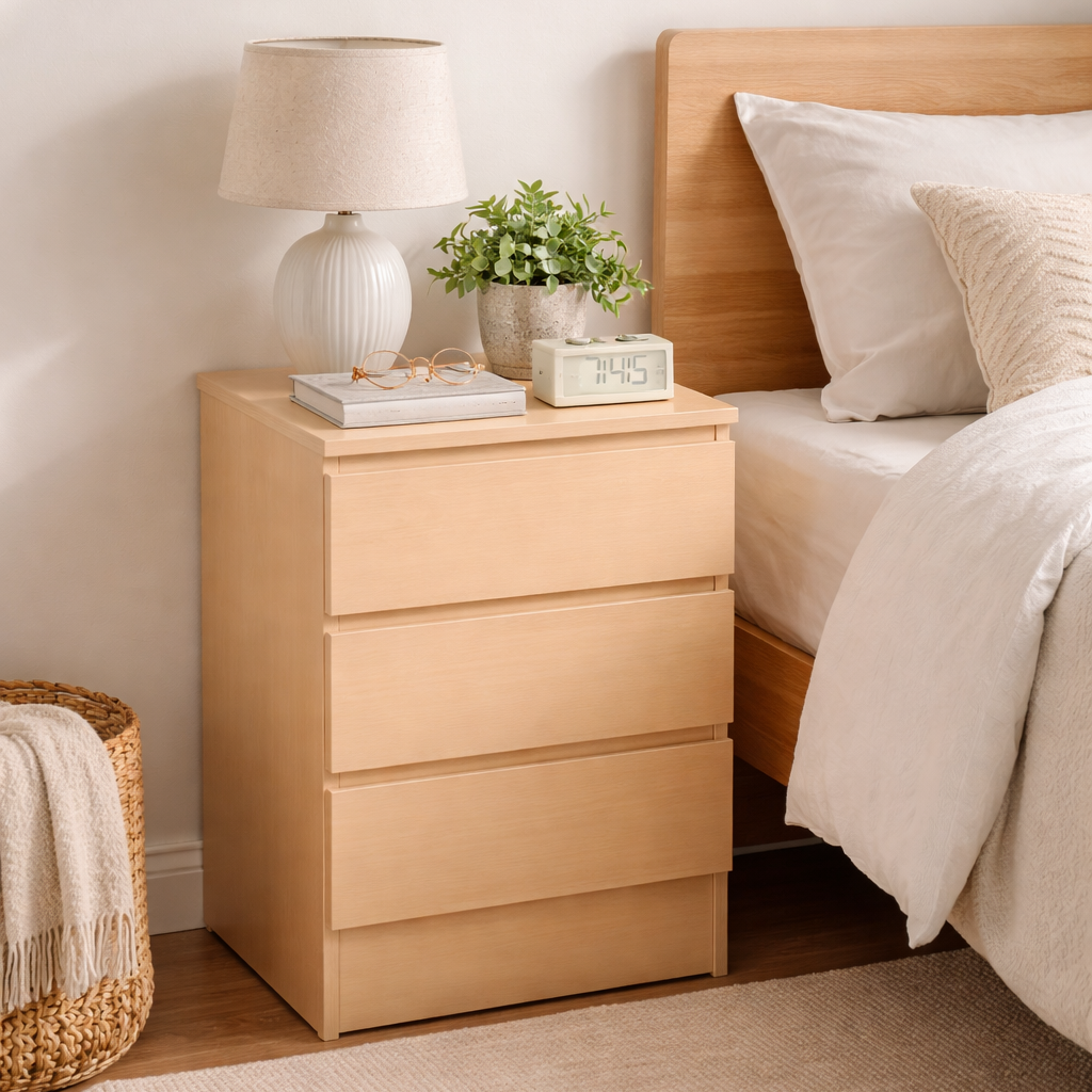 DENIEL Solid Sheesham Wood Bedside Table With 3 Drawers Storage - 3 Years Warranty (LUXE EDITION)