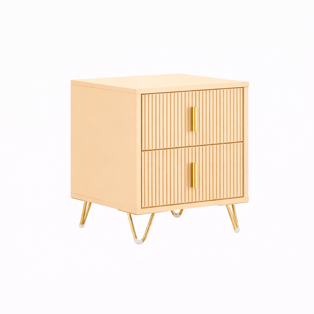 ROBERT Solid Sheesham Wood Bedside Table With 2 Drawers Storage - 3 Years Warranty (LUXE EDITION)