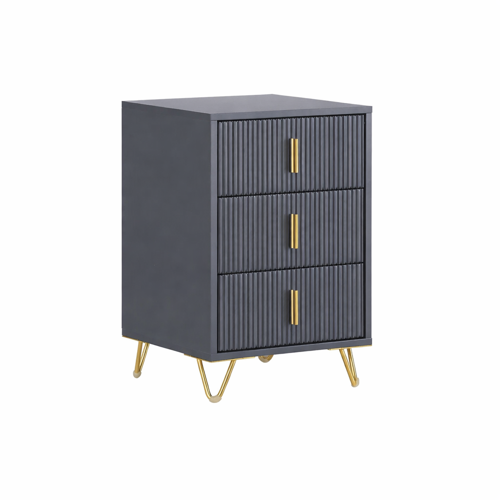 ROBERT Solid Sheesham Wood Bedside Table With 3 Drawers Storage - 3 Years Warranty (LUXE EDITION)