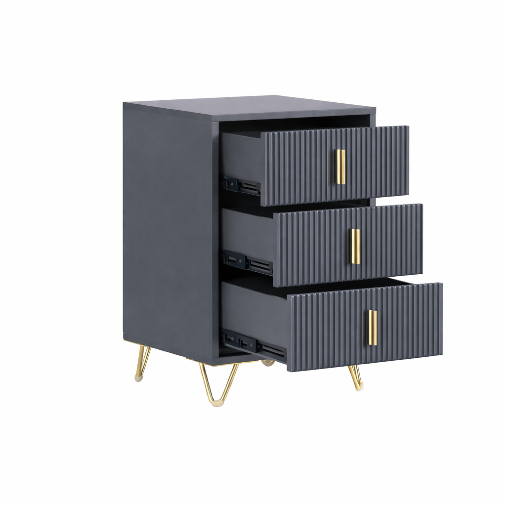 ROBERT Solid Sheesham Wood Bedside Table With 3 Drawers Storage - 3 Years Warranty (LUXE EDITION)