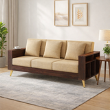 Bolt Solid Sheesham Wood 3 Seater Sofa With Side Storage - 3 Year Warranty (LUXE EDITION)