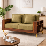 Bolt Solid Sheesham Wood 2 Seater Sofa With Side Storage - 3 Year Warranty (LUXE EDITION)