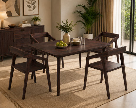 Emporio Solid Sheesham Wood 4 Seater Dining Set - 3 Years Warranty