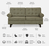 FABRIO Three Seater Upholstered Sofa Velvet - 12 Months Warranty - Beige Suede