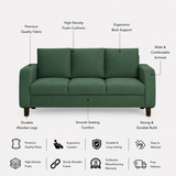 MAURUS Three Seater Upholstered Sofa Velvet - 12 Months Warranty - OASIS