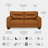 VALENTINO Three Seater Upholstered Sofa Leatherette - 12 Months Warranty - SAFFARON