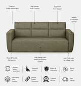 Roman Three Seater Upholstered Sofa Velvet - 12 Months Warranty - Beige Suede