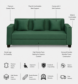 OOTY Three Seater Upholstered Sofa Velvet - 12 Months Warranty - OASIS