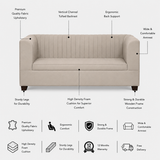 VENUS Three Seater Upholstered Sofa Velvet - 12 Months Warranty - SEASAME