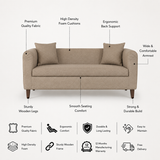 Ronny Three Seater Upholstered Sofa Velvet - 12 Months Warranty - BROWN