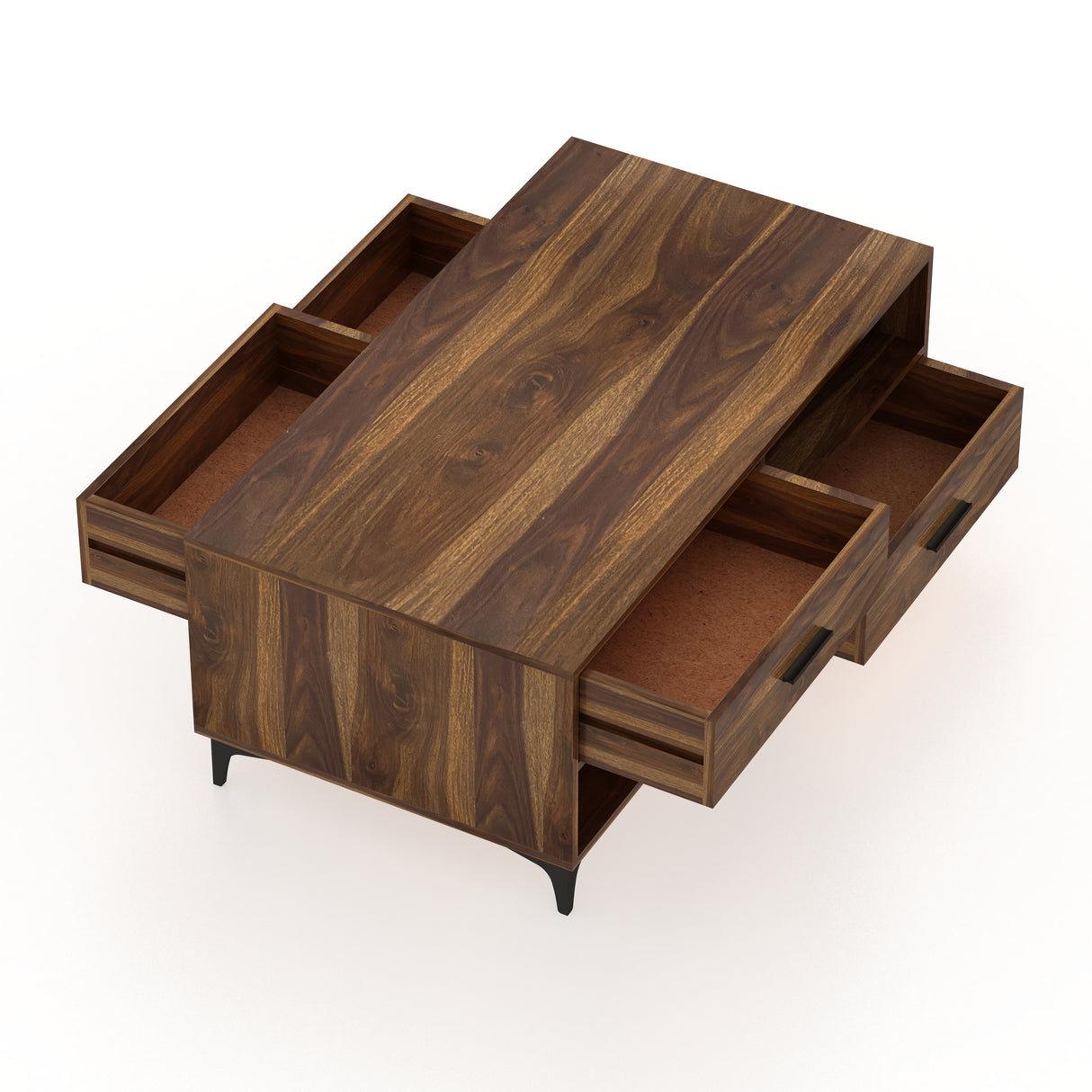 BOLT Solid Sheesham Wood Coffee Table With Four Drawers - 3 Years Warranty