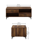 BOLT Solid Sheesham Wood Coffee Table With Four Drawers - 3 Years Warranty