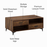 BOLT Solid Sheesham Wood Coffee Table With Four Drawers - 3 Years Warranty