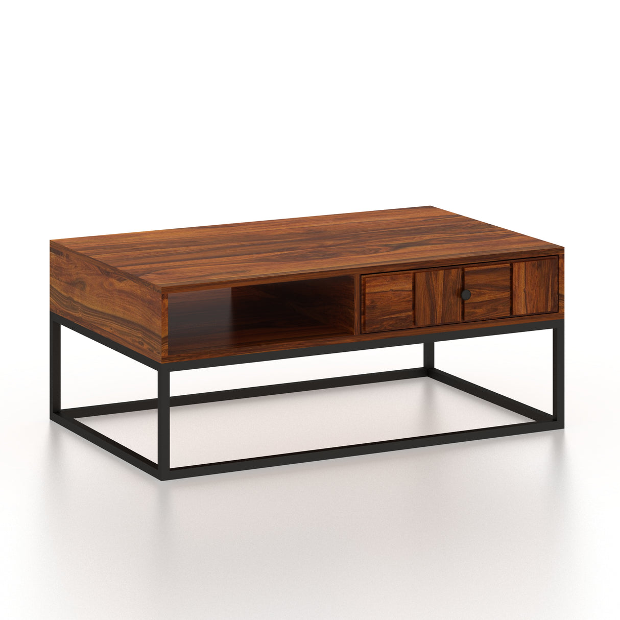 SCOTT Solid Sheesham Wood Coffee Table With One Drawer - 3 Years Warranty