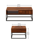 SCOTT Solid Sheesham Wood Coffee Table With One Drawer - 3 Years Warranty
