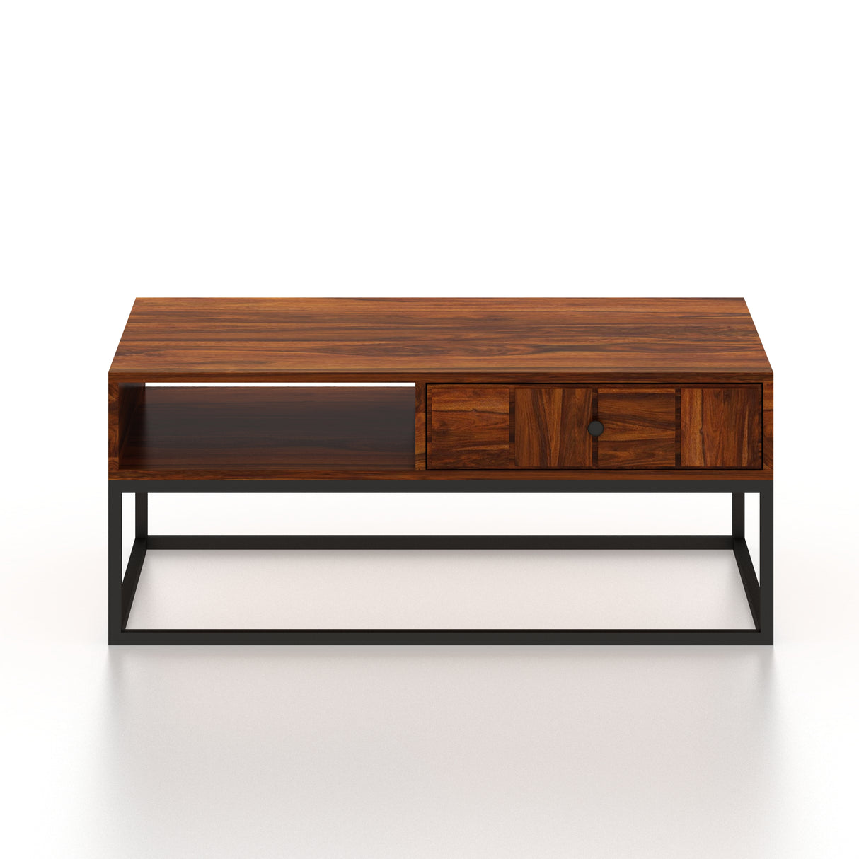 SCOTT Solid Sheesham Wood Coffee Table With One Drawer - 3 Years Warranty