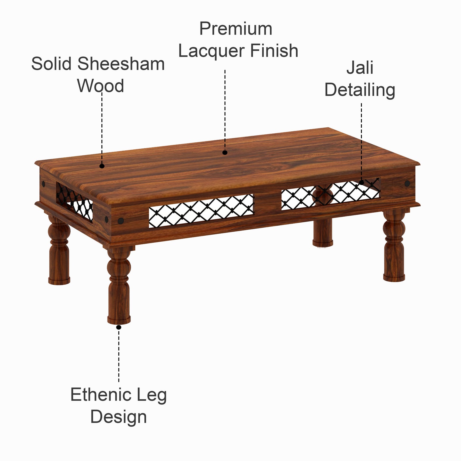 JODHPUR Solid Sheesham Wood Coffee Table - 3 Years Warranty features