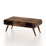 ELLEY Solid Sheesham Wood Coffee Table With One Drawer - 3 Years Warranty