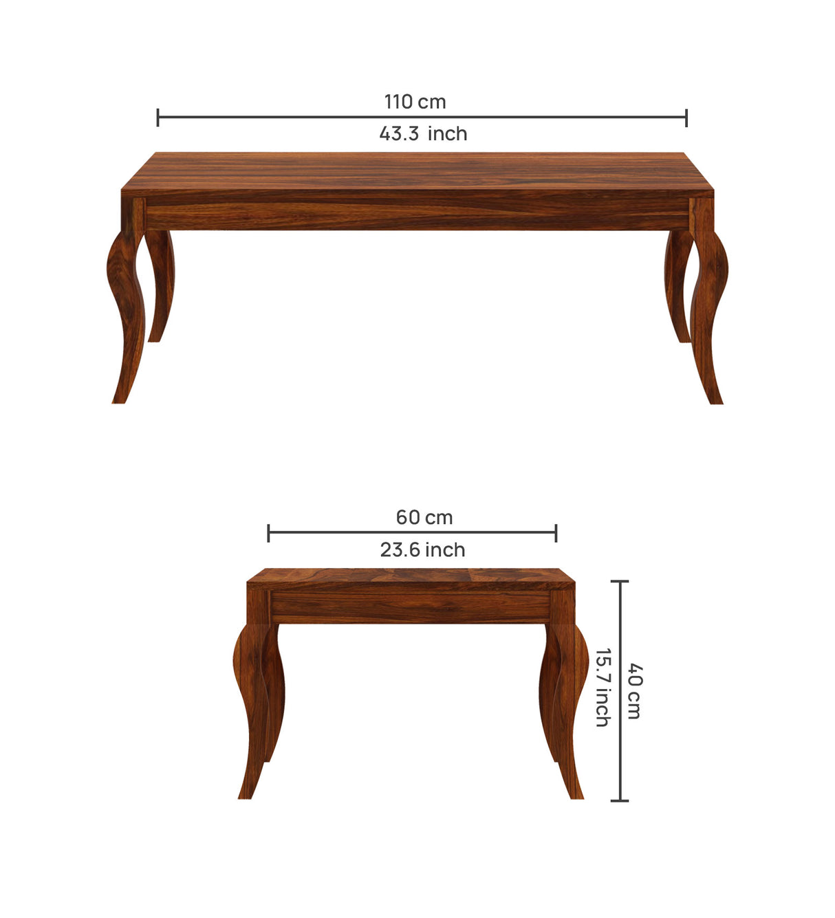 JORDAN Solid Sheesham Wood Coffee Table - 3 Years Warranty